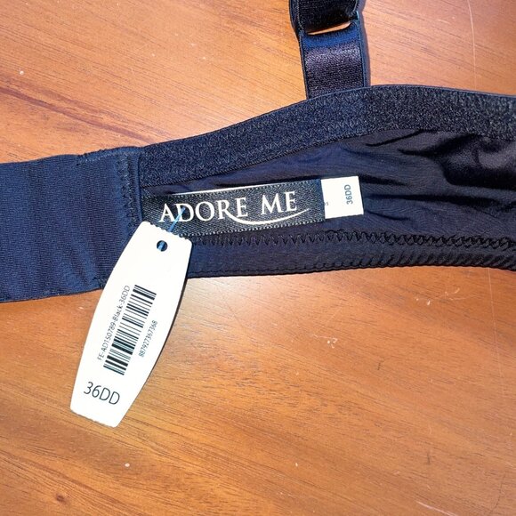 Adore Me 36DD Black Mesh & Lace Padded Bra With Adjustable Straps & Back Closure - Picture 6 of 6